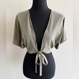 Kimchi Blue Olive Tie-Front Blouse